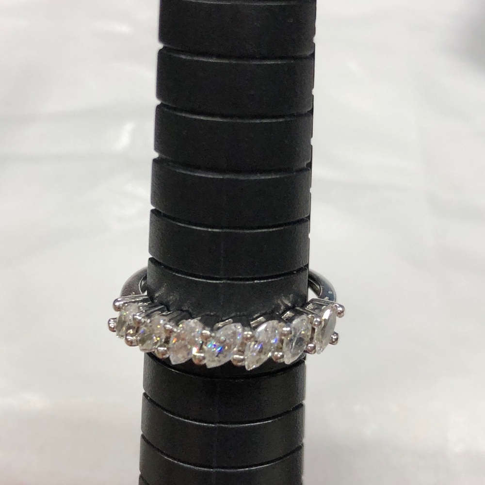 Diamonique Sterling Silver Marquise CZ Half Eternity Ring size 6.25 - Picture 12 of 12